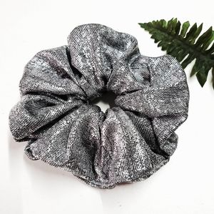 8 for $15 * Metallic Silver Stretch Large Scrunchie